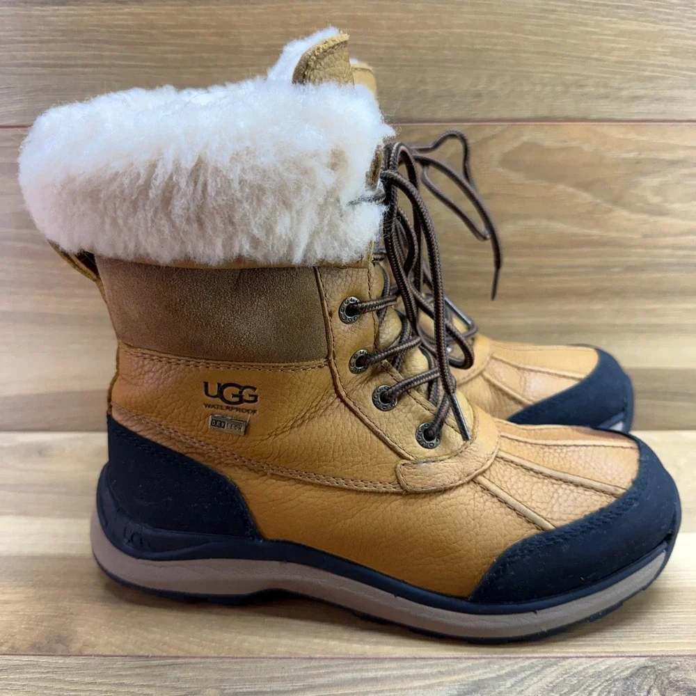 UGG Adirondack III Waterproof Snow Boot Womens 7 Chestnut Leather Sherpa Outdoor